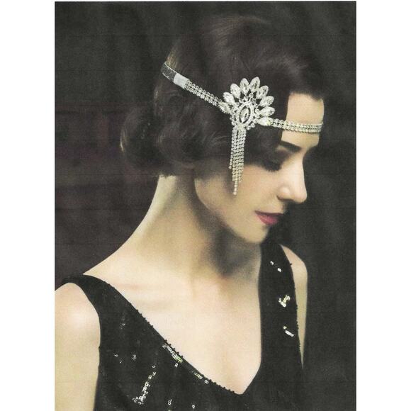 Rhinestone Flapper Gatsby Headband 1920s Flapper art deco roaring 20's headband - Picture 3 of 7